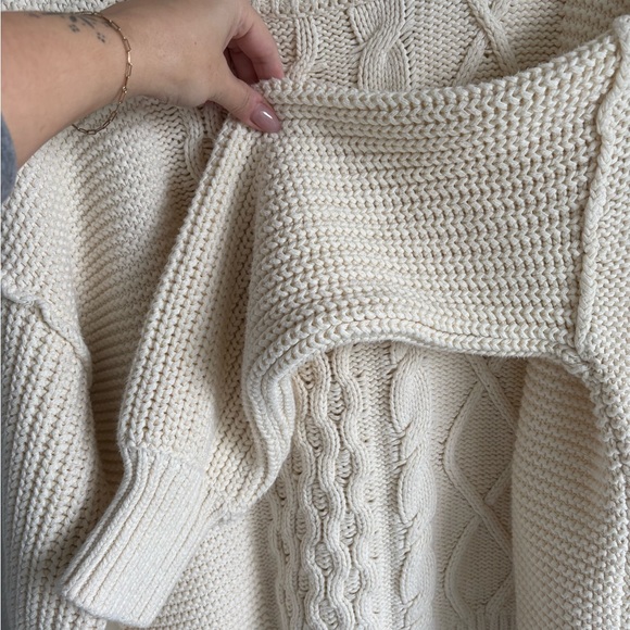 Free People Dream Cable Knit Sweater | Oversized Cream Cozy Boho - Picture 4 of 13